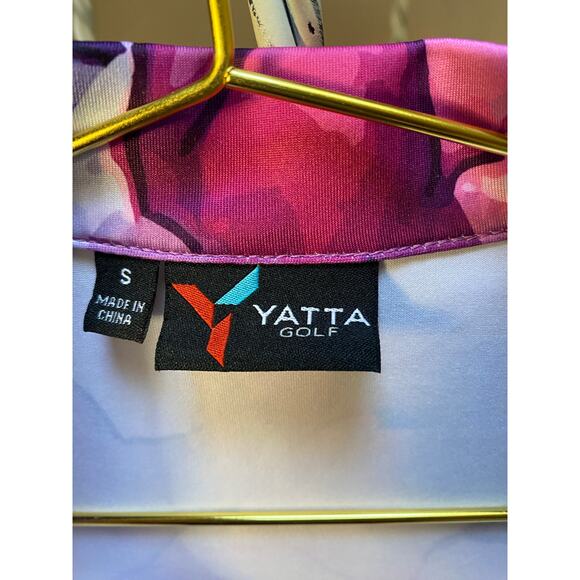 Yata Shirt Abstract Purple Short Sleeve Golf Polo with V Neck and Collar small - Picture 10 of 10